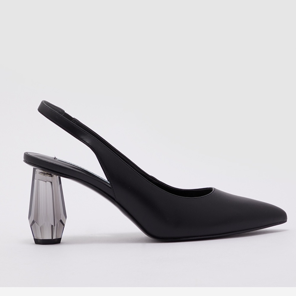 Charles & Keith Sculptural Heel Slingback Pumps in Black
